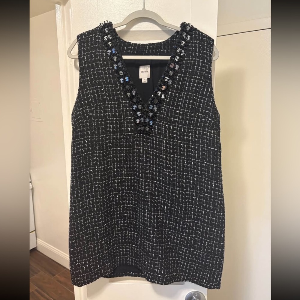 Maeve v neck tweed dress